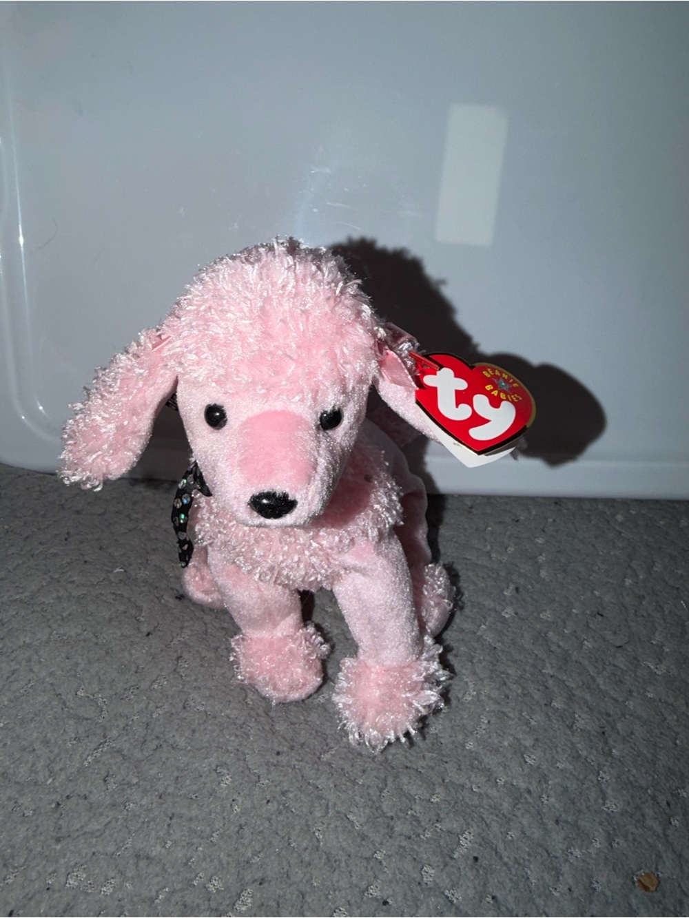 Ty Pink Poodle Plush Dog with Heart Tag